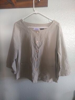 Vintage Light Olive Button-Front Boxy Jacket